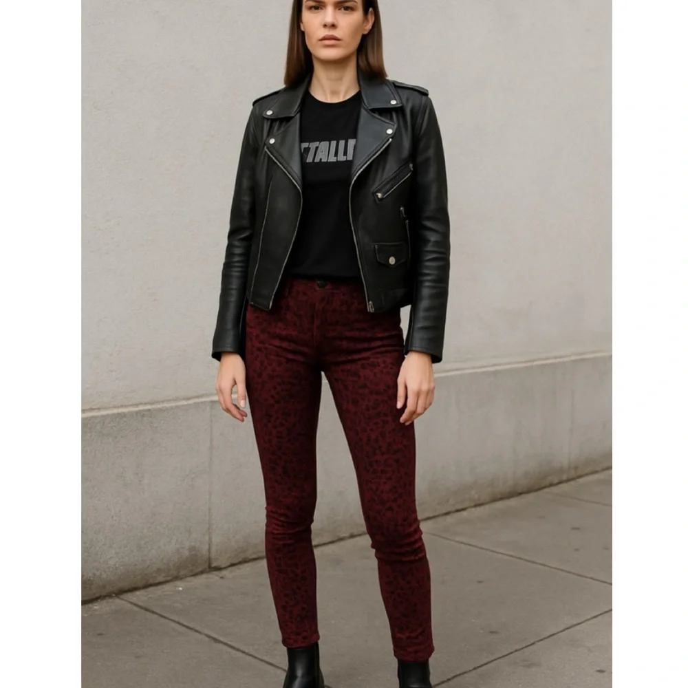 DL1961 x Revolve Florence Red Leopard Ankle Skinny Jeans 25 NWT Y2K